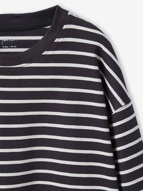 Gestreept T-shirt jongens JONEN antraciet+groen - vertbaudet enfant 