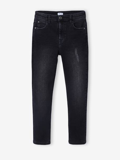 Slim fit jeans met destroyed effect JONEN stone+zwart denim - vertbaudet enfant 