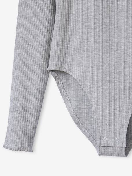 Romper met lange mouwen van geribbelde stof voor meisjes JONEN gemêleerd grijs - vertbaudet enfant 