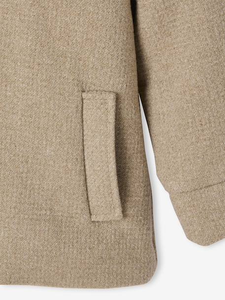 Mantel met capuchon van wollen stof voor meisjes gemêleerd beige - vertbaudet enfant 