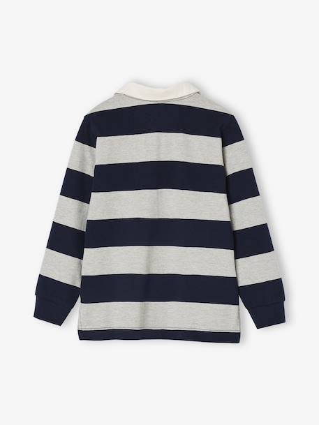 Gestreepte polo voor jongens blauwgroen+gemêleerd grijs+groen+marineblauw+okergeel - vertbaudet enfant 