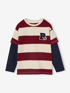 -Gestreept T-shirt met dubbele mouweffect