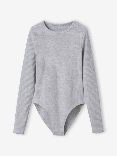 Romper met lange mouwen van geribbelde stof voor meisjes JONEN gemêleerd grijs - vertbaudet enfant 