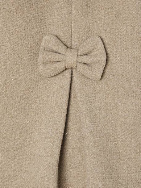 Mantel met capuchon van wollen stof voor meisjes gemêleerd beige - vertbaudet enfant 