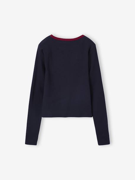 Cropped shirt met lange mouwen voor meisjes JONEN antraciet+marineblauw - vertbaudet enfant 