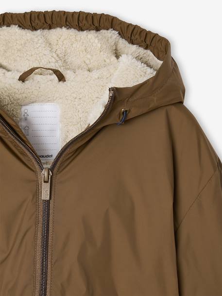 Windjack met capuchon en sherpavoering voor jongens kaki+karamel+marineblauw+olijf - vertbaudet enfant 