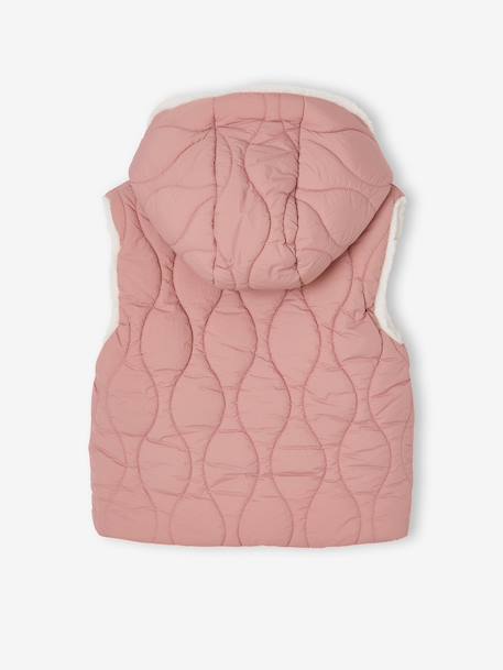 Omkeerbaar mouwloos donsjack met capuchon voor meisjes rozenhout - vertbaudet enfant 
