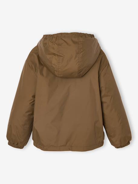 Windjack met capuchon en sherpavoering voor jongens kaki+karamel+marineblauw+olijf - vertbaudet enfant 