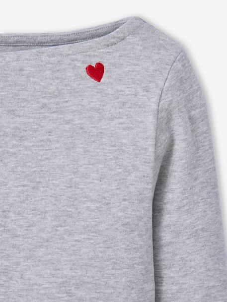 Set van 2 t-shirts in ribstof voor meisjes JONEN bordeauxrood+Engels groen+gemêleerd grijs - vertbaudet enfant 