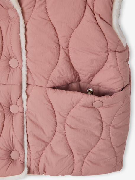 Omkeerbaar mouwloos donsjack met capuchon voor meisjes rozenhout - vertbaudet enfant 