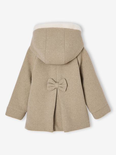 Mantel met capuchon van wollen stof voor meisjes gemêleerd beige - vertbaudet enfant 