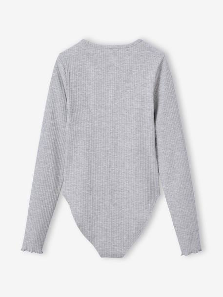 Romper met lange mouwen van geribbelde stof voor meisjes JONEN gemêleerd grijs - vertbaudet enfant 