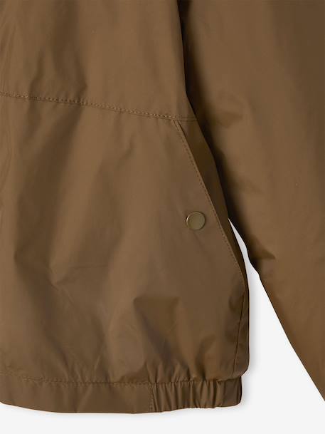 Windjack met capuchon en sherpavoering voor jongens kaki+karamel+marineblauw+olijf - vertbaudet enfant 