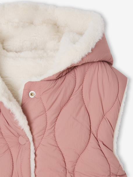Omkeerbaar mouwloos donsjack met capuchon voor meisjes rozenhout - vertbaudet enfant 