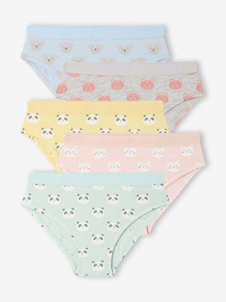 Set van 5 slipjes voor meisjes Dieren azuurblauw - vertbaudet enfant 