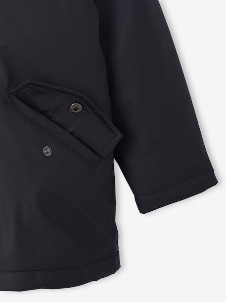 Regenjas voor meisjes met capuchon en sherpa voering antraciet+indigoblauw+meerkleurig - vertbaudet enfant 