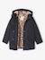 Regenjas voor meisjes met capuchon en sherpa voering antraciet+indigoblauw+meerkleurig - vertbaudet enfant 