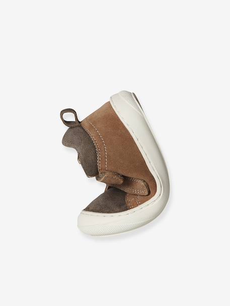 Babyslofjes van zacht leer met antislip beige+blauw+bruin+chocoladebruin+felblauw+groen+oceaanblauw+okergeel+saliegroen+veel beige+veel bruin+veel groen - vertbaudet enfant 