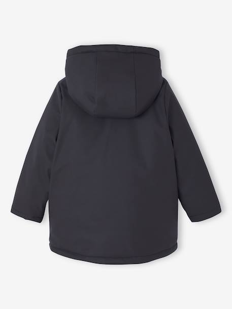 Regenjas voor meisjes met capuchon en sherpa voering antraciet+indigoblauw+meerkleurig - vertbaudet enfant 