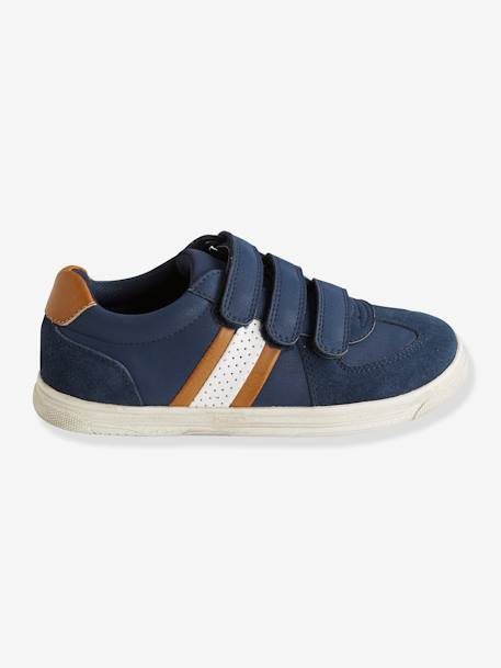 Tennisschoenen met klittenband voor jongens bruin+NAVY - vertbaudet enfant 