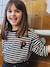 Gestreepte T-shirt met patch en sierstrik voor meisjes marineblauw, gestreept - vertbaudet enfant 
