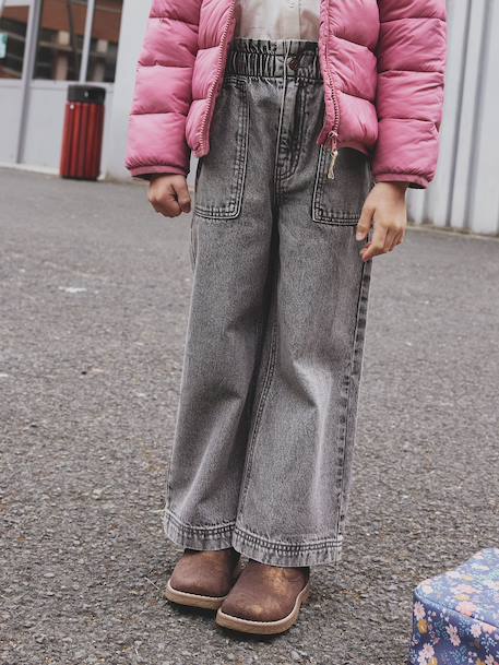 Wijdere timmermansjeans meisjes denimgrijs - vertbaudet enfant 