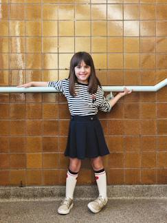 -Geplooide rok van piqué breisel voor meisjes