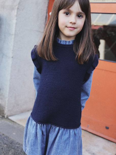 2-in-1 jurk voor meisjes marineblauw - vertbaudet enfant 