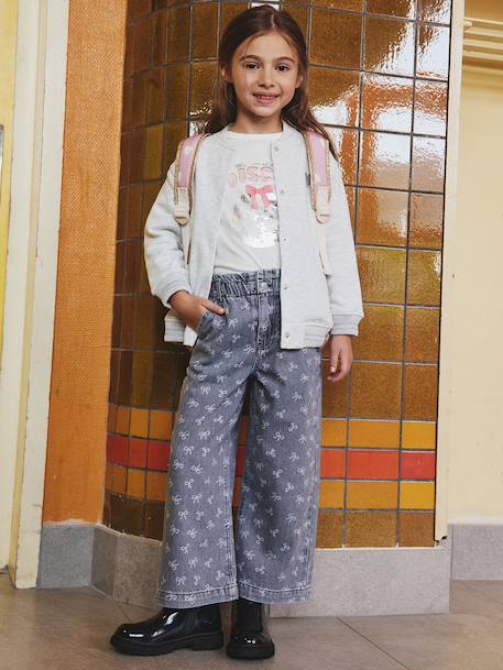 Meisjes-T-shirt met lange mouwen en metallic animatie dennen+wit - vertbaudet enfant 