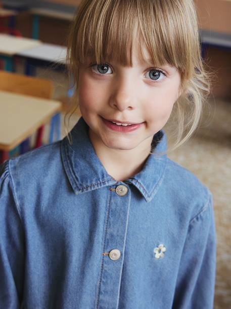 Jurk van lichtgewicht denim voor meisjes denimgrijs+middenblauw - vertbaudet enfant 