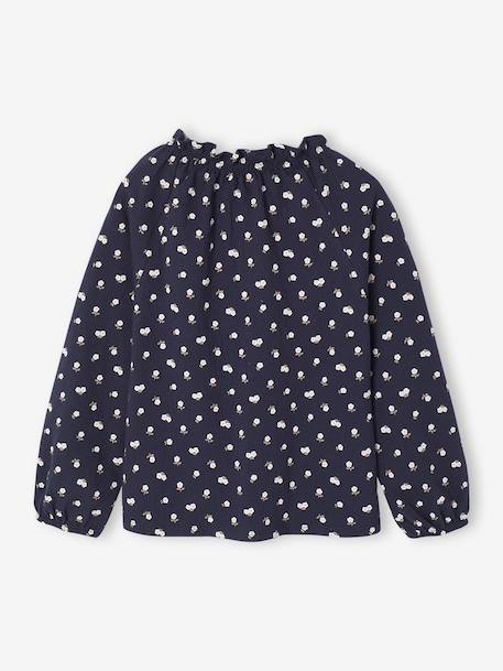 T-shirt met ruches en elastische kraag voor meisjes ecru+marineblauw+vanille - vertbaudet enfant 