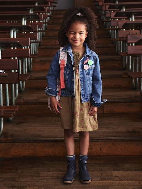 Jeansjas voor meisjes lichtblauw+middenblauw - vertbaudet enfant 