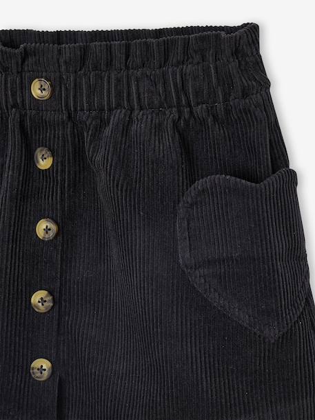 Fluwelen rok met zakjes hartjes antraciet+groenblauw+kameel+zachtpaars - vertbaudet enfant 