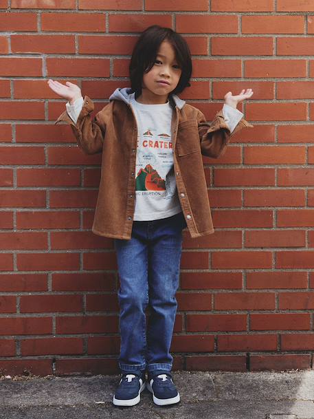 Rechte jeans voor jongens MorphologiK 'waterless' met heupomtrek Medium RUW DENIM+STONE - vertbaudet enfant 