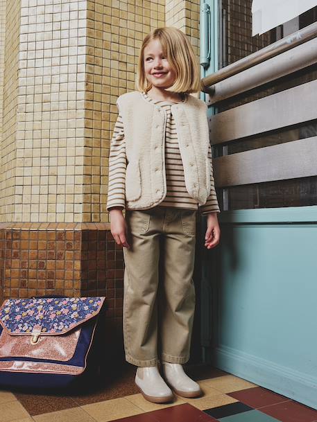 Mouwloos meisjesvest van sherpa pruim+rouge+vanille - vertbaudet enfant 