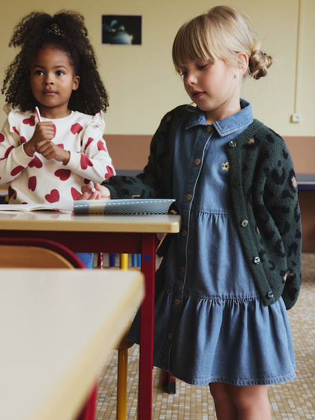 Jurk van lichtgewicht denim voor meisjes denimgrijs+middenblauw - vertbaudet enfant 