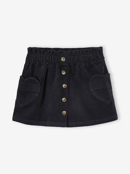 Fluwelen rok met zakjes hartjes antraciet+groenblauw+kameel+zachtpaars - vertbaudet enfant 