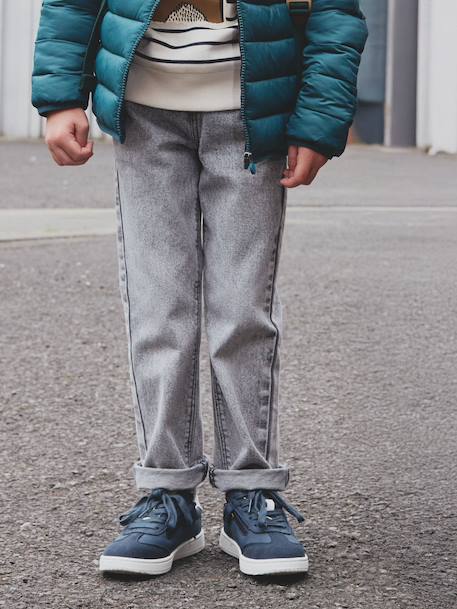 Wijde jongensbroek, eenvoudig aan te trekken gebleekt denim+grijs+ongewassen denim+stone - vertbaudet enfant 