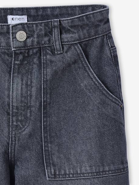 Wijde jeans met timmermanszakken voor meisjes JONEN denimgrijs+donkerblauw+middenblauw - vertbaudet enfant 