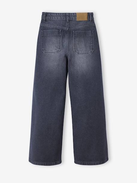 Wijde jeans met timmermanszakken voor meisjes JONEN denimgrijs+donkerblauw+middenblauw - vertbaudet enfant 