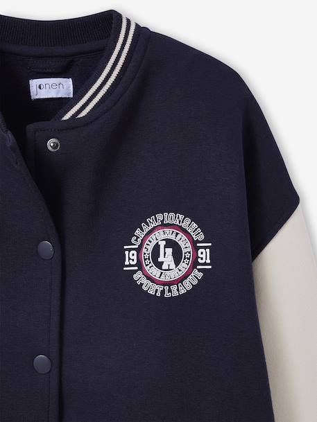 Teddy jas van molton met nummerdetail op de mouw voor meisjes JONEN marineblauw - vertbaudet enfant 
