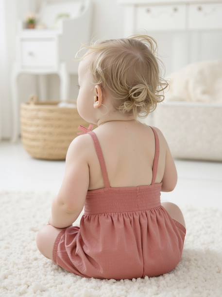 Baby romper met smock rozen - vertbaudet enfant 