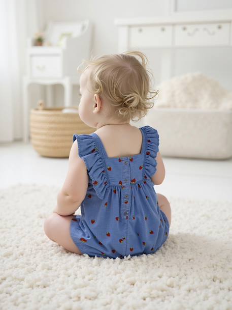 Baby Kurzoverall aus luftigem Denim double stone - vertbaudet enfant 