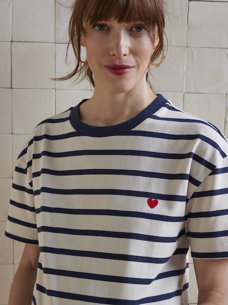 Gestreept zwangerschapsshirt van biologisch katoen* marineblauw, gestreept - vertbaudet enfant 