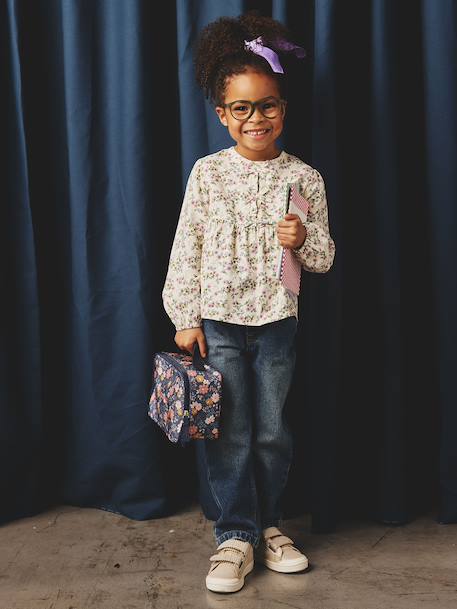 Mom jeans voor meisjes denimgrijs+lichtblauw+middenblauw - vertbaudet enfant 