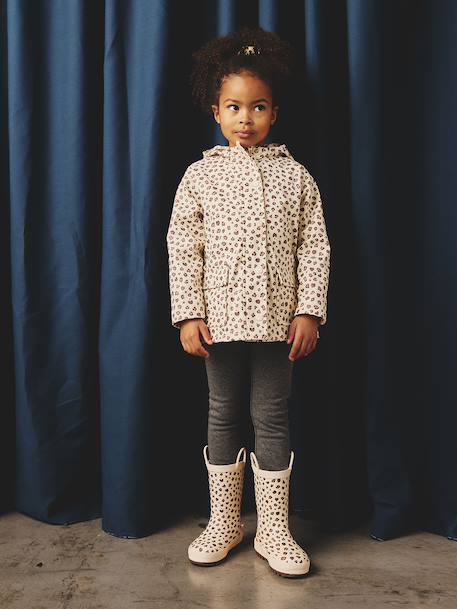 Bedrukte meisjesregenjas met capuchon groen+marineblauw+meerkleurig+vanille - vertbaudet enfant 