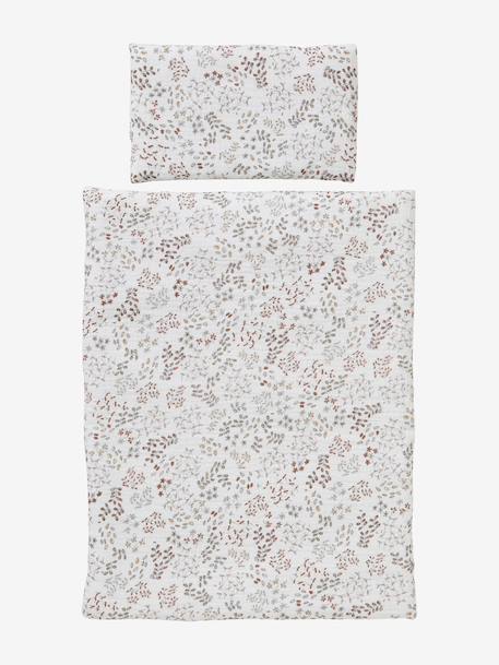 Deken + kussensloop pop van katoengaas beige+roze - vertbaudet enfant 