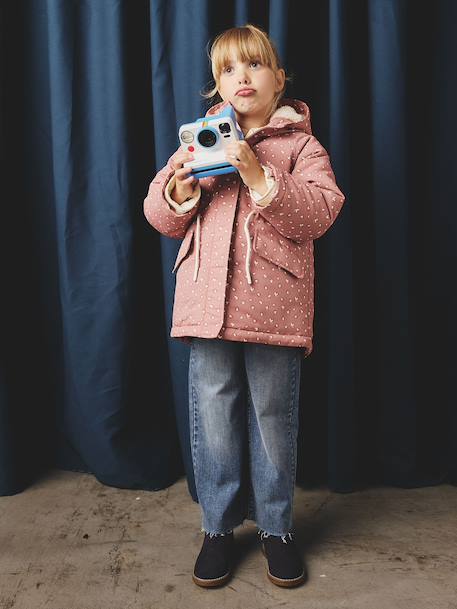 Parka met capuchon 3 in 1 meisjes parka + gewatteerde jas marineblauw+rozenhout - vertbaudet enfant 