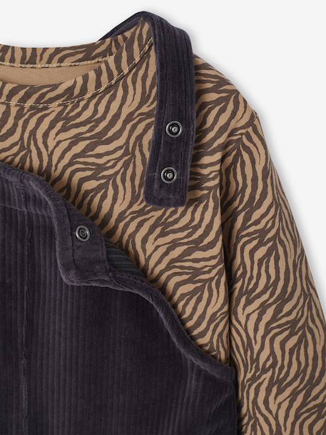 Meisjesset met t-shirt en salopet fluweel / velours antraciet - vertbaudet enfant 