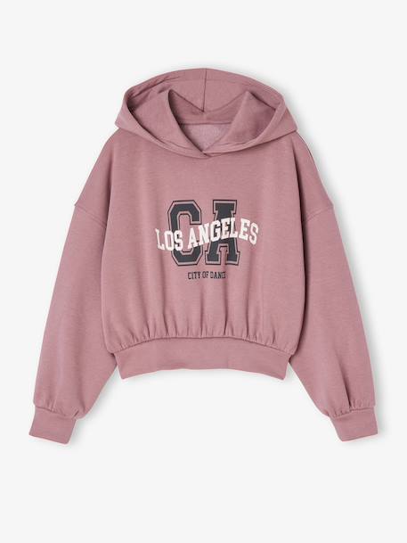 Set met sportieve sweater met capuchon + wijde joggingbroek voor meisjes oudroze - vertbaudet enfant 